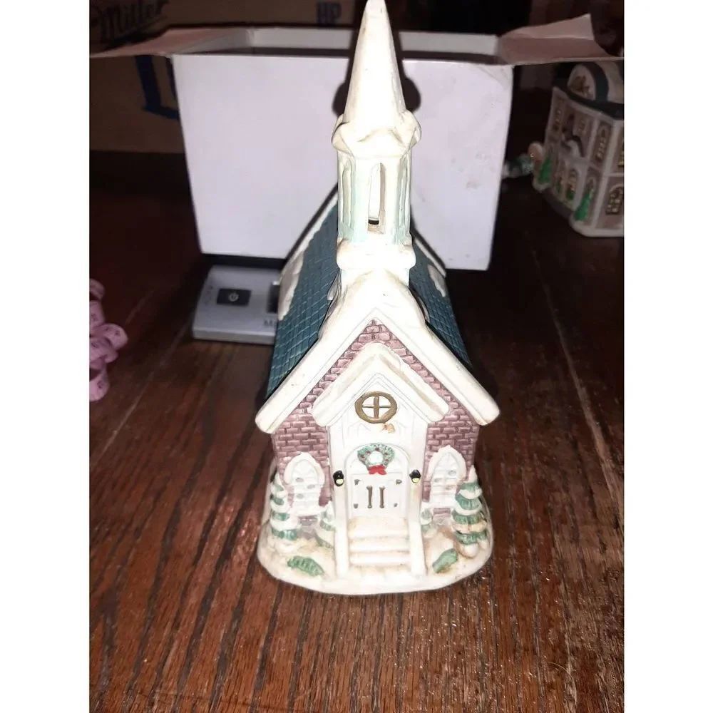 Vintage Christmas Holiday Village Lighted Church Building
